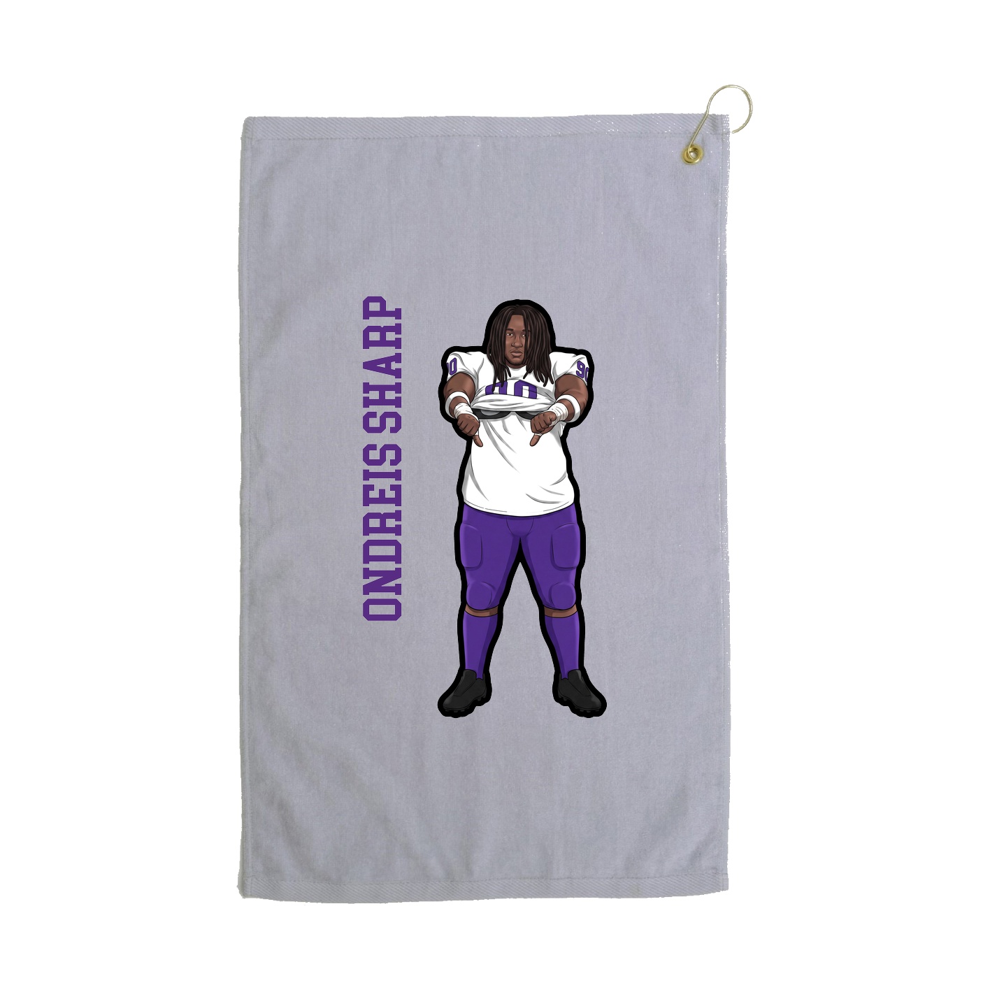 Golf Towel — Name Vertical in Grey
