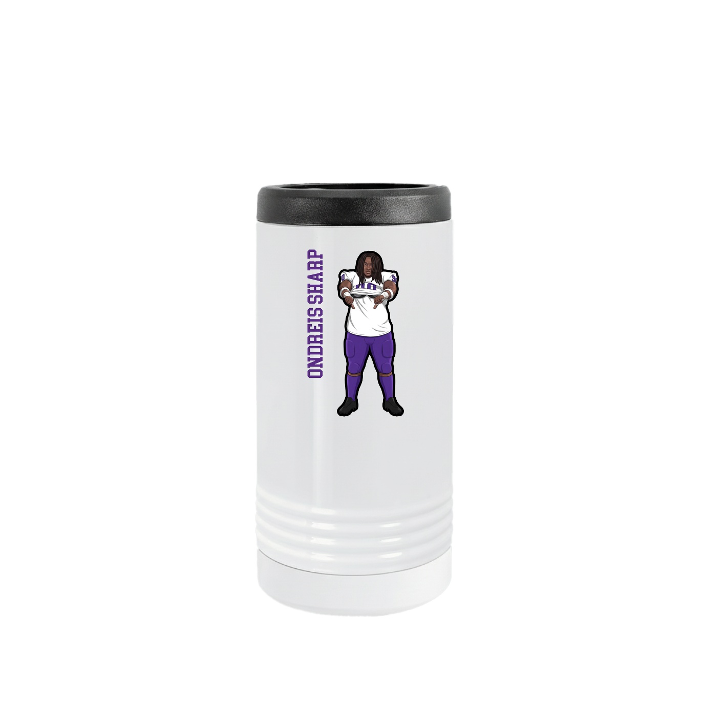 Slim Beverage Holder — Name Vertical in White