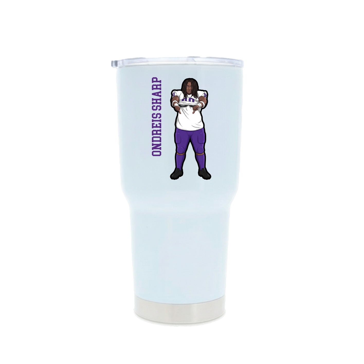 30oz Stainless Steel Tumbler — Name Vertical in White