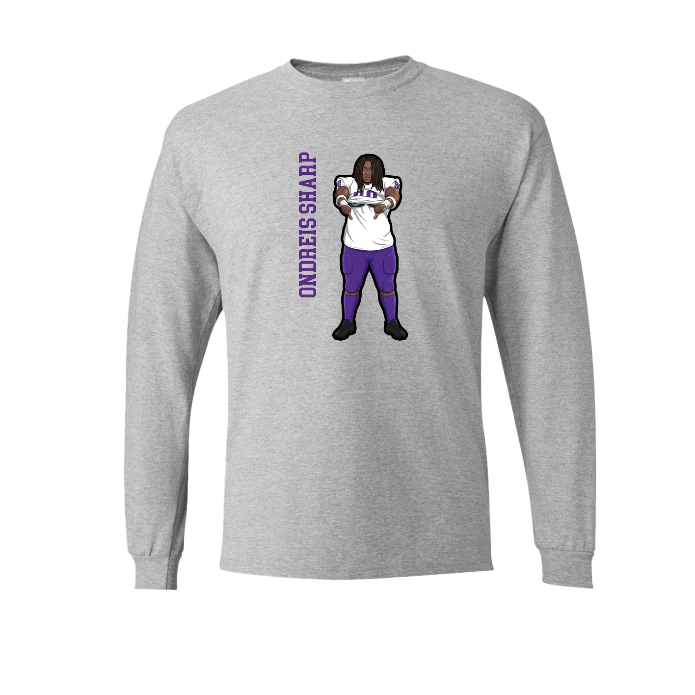 Long Sleeve Tee — Name Vertical in Grey