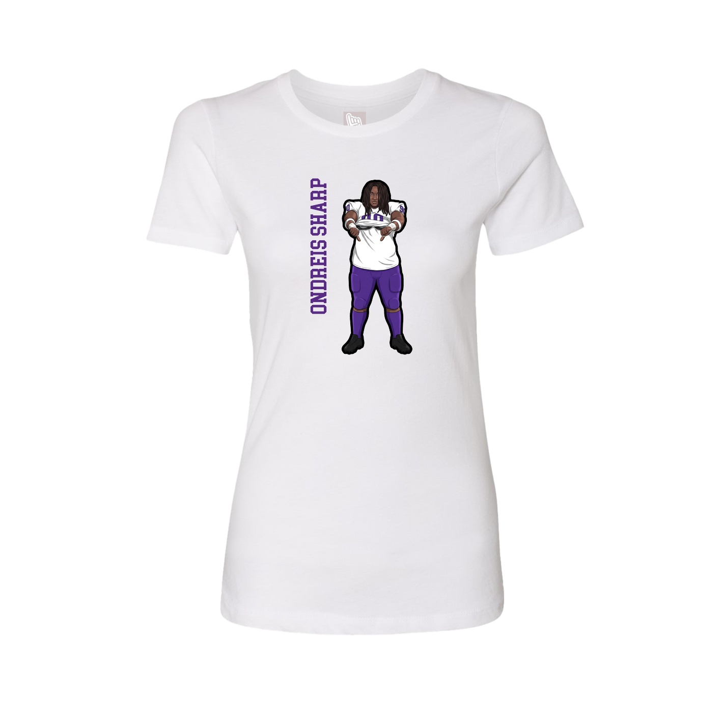 Fitted Women's Tee — Name Vertical in White