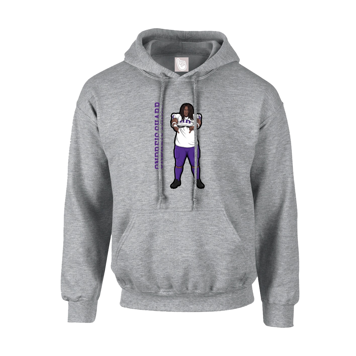 Youth Hoodie — Name Vertical in Grey