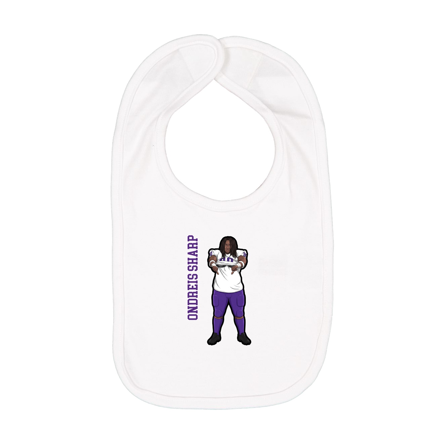 Infant Bib — Name Vertical in White