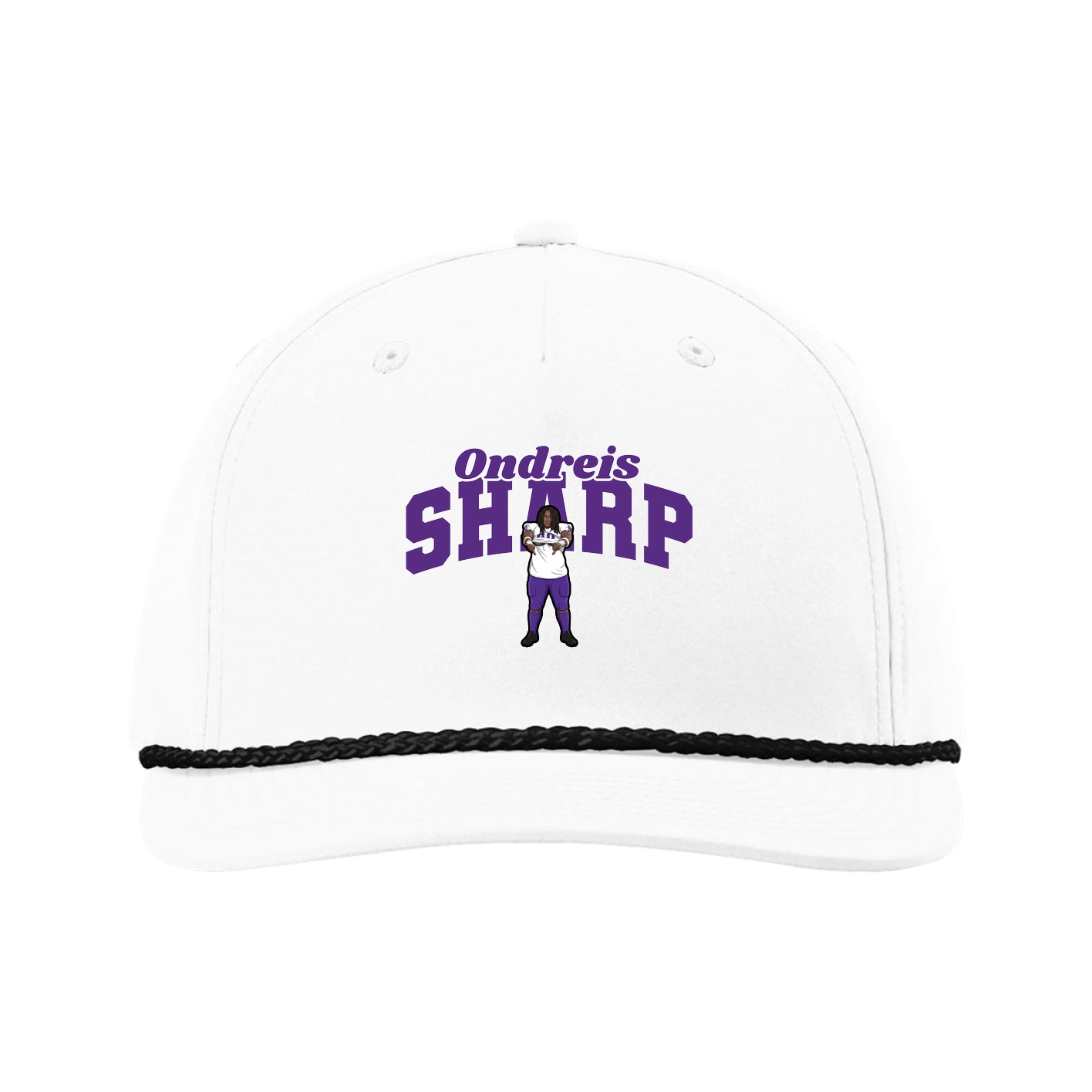 Five-Panel Classic Rope Cap — Signature Arch in White