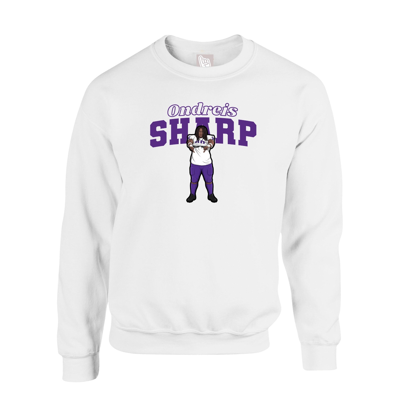 Fleece Crew — Name Arch in White