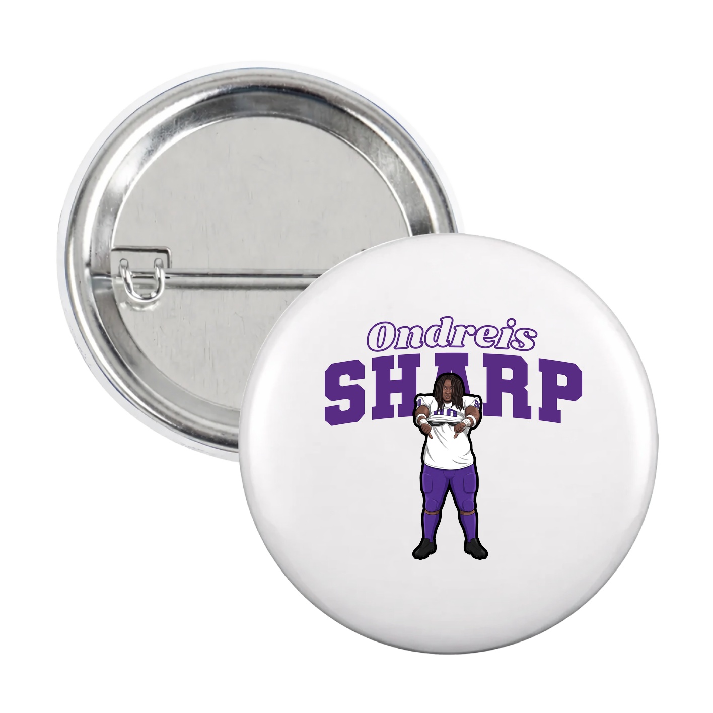 Game Day Button — Name Arch in White