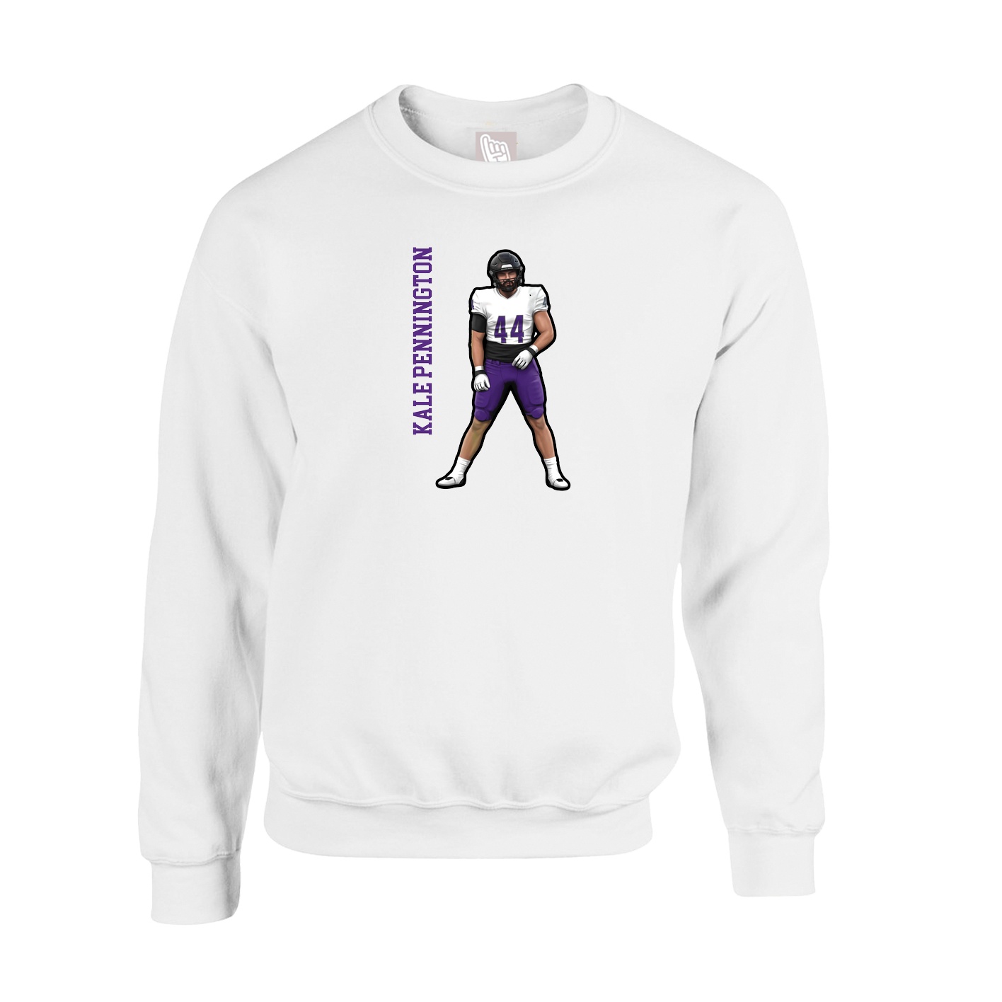 Fleece Crew — Name Vertical in White