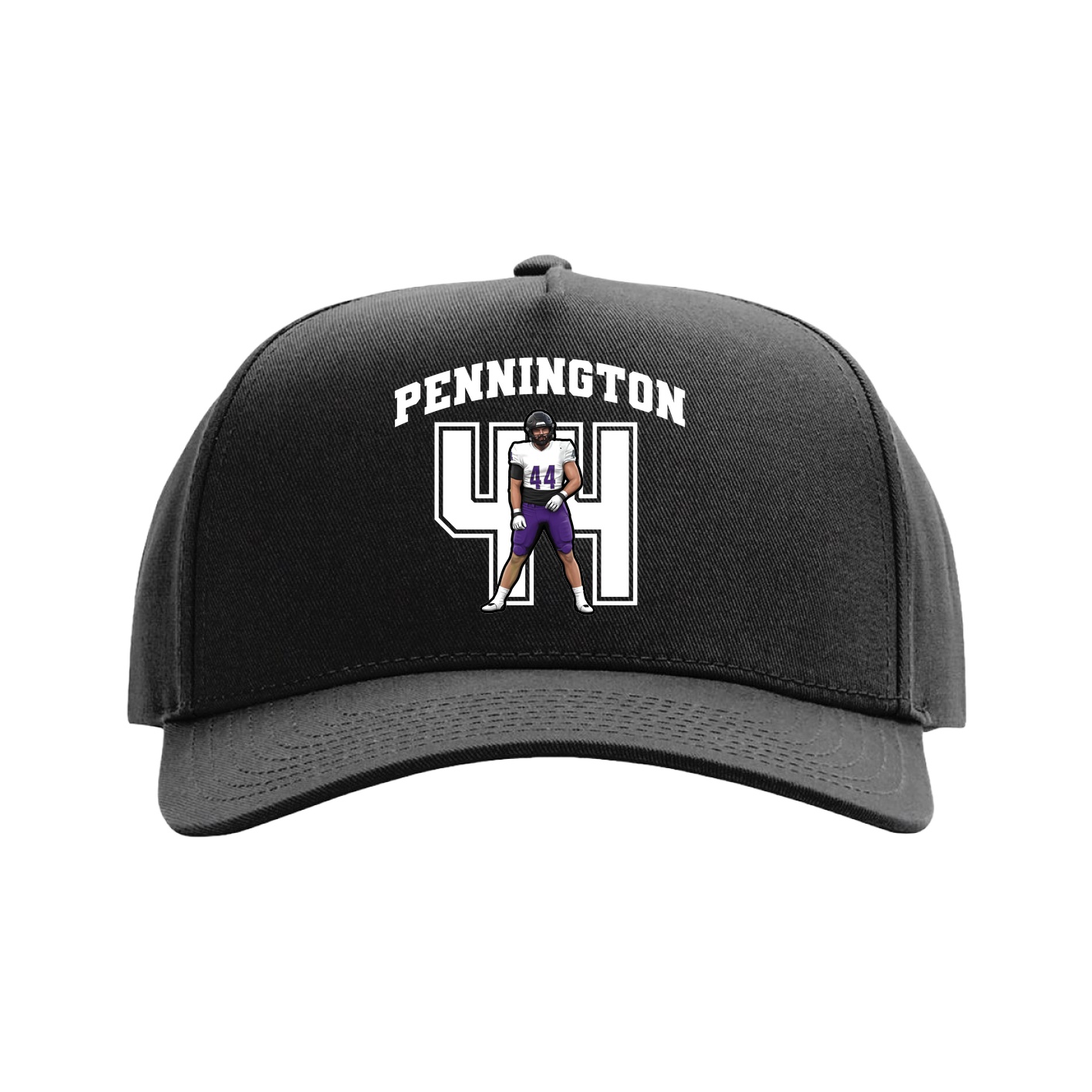 Full Fabric Five-Panel Champ Cap — Number in Black
