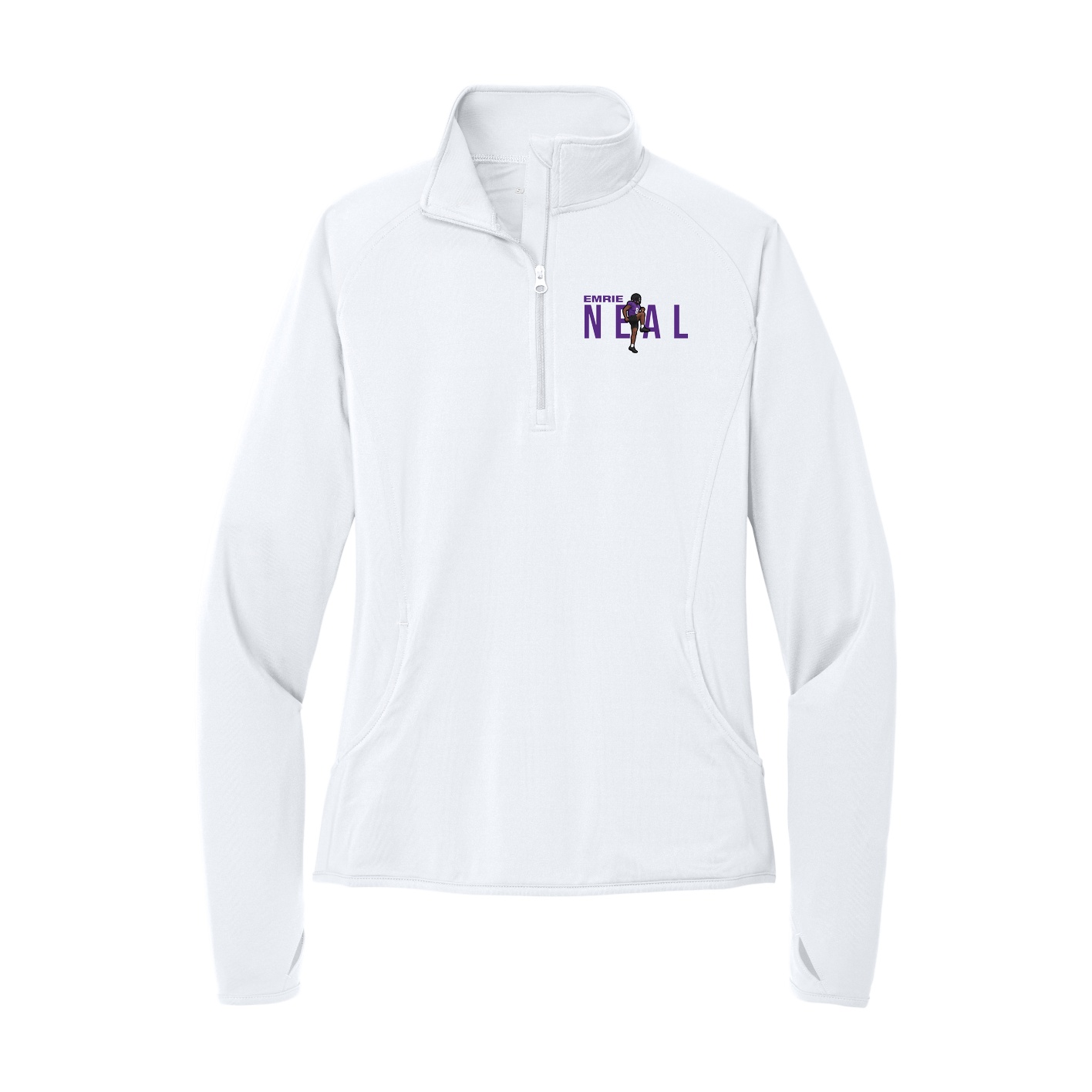 Women's Q-Zip Pullover — Player Name in White