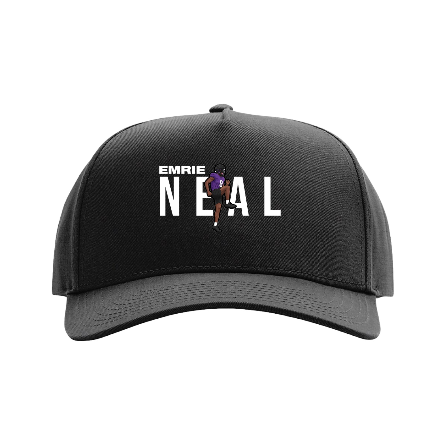 Full Fabric Five-Panel Champ Cap — Player Name in Black