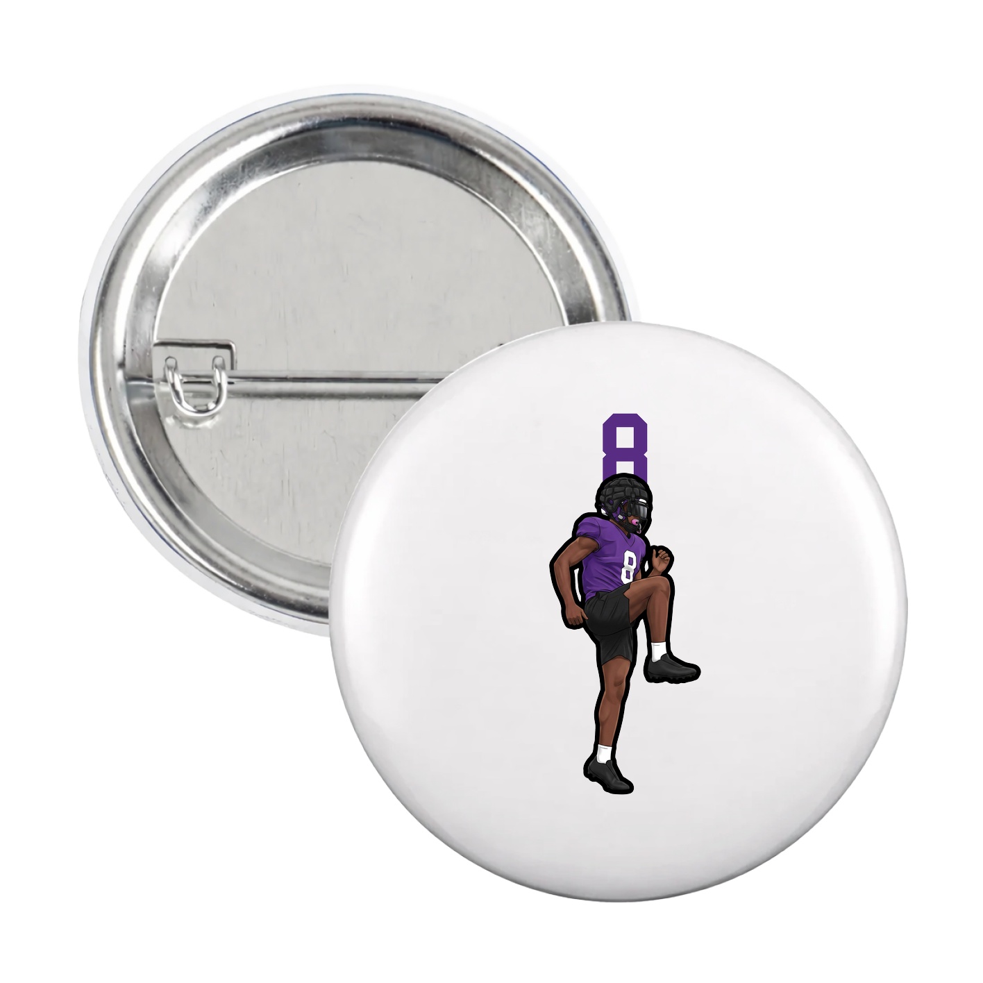 Game Day Button — Number Top in White