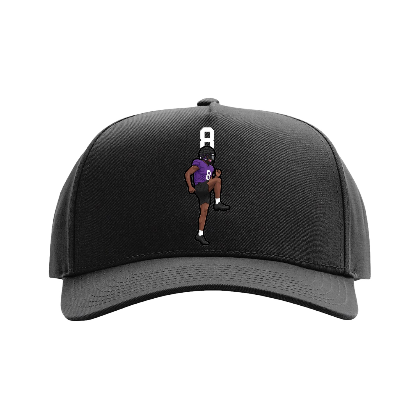 Full Fabric Five-Panel Champ Cap — Number Top in Black