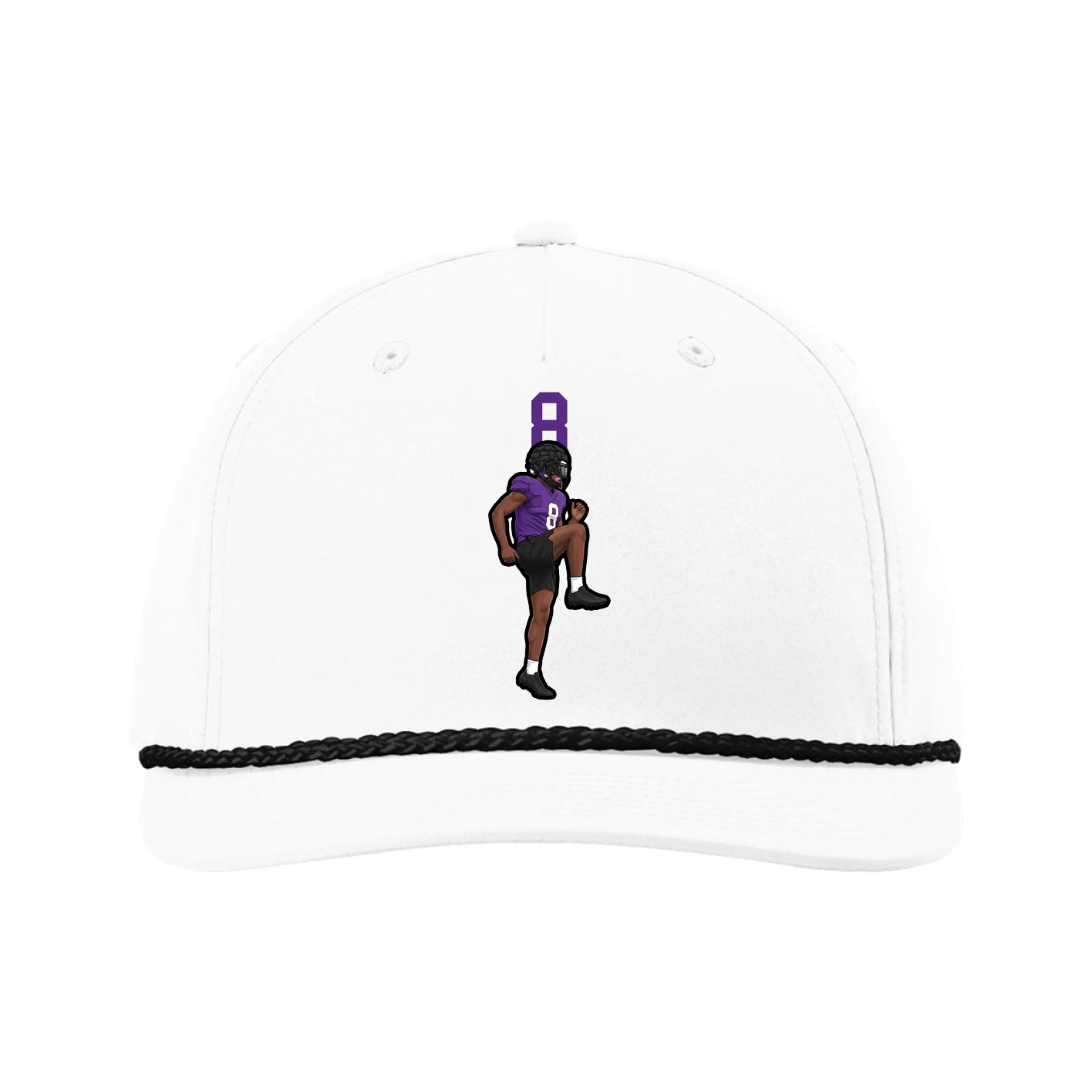 Five-Panel Classic Rope Cap — Number Top in White