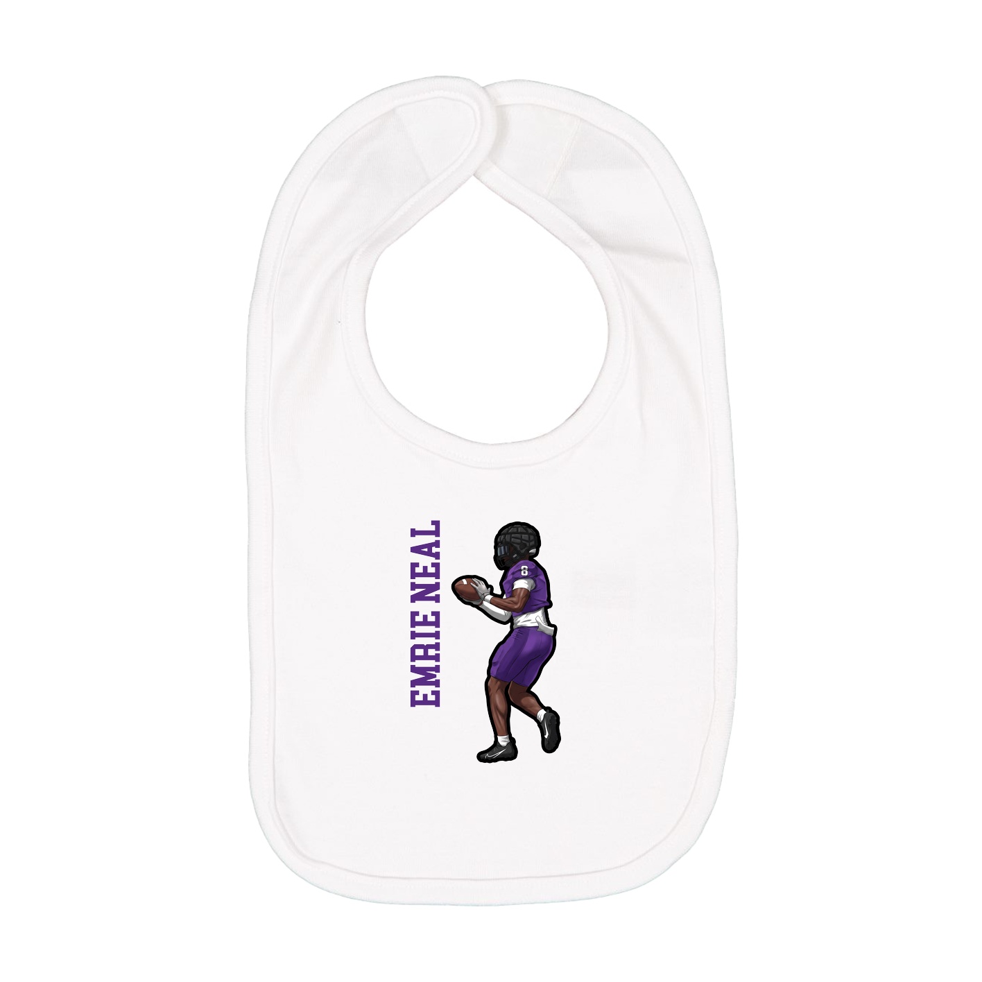 Infant Bib — Name Vertical in White
