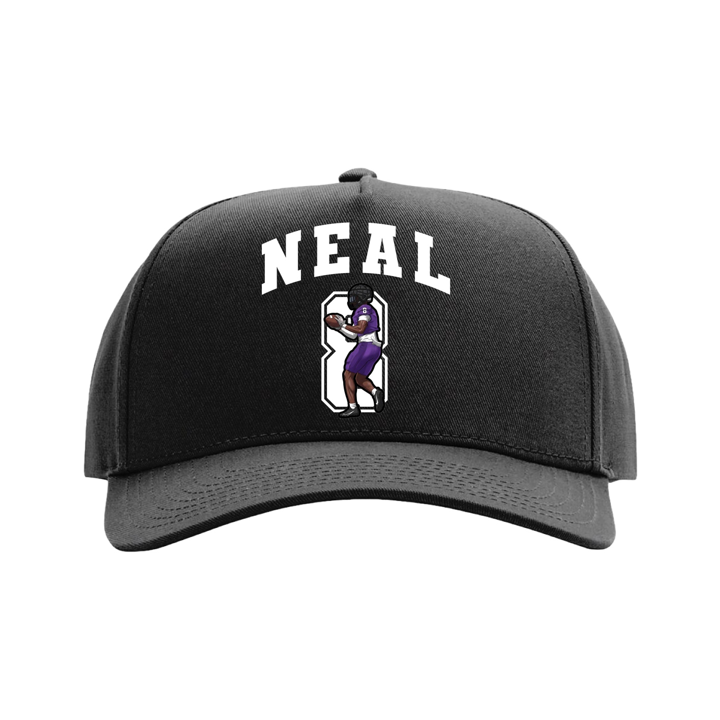 Full Fabric Five-Panel Champ Cap — Number in Black