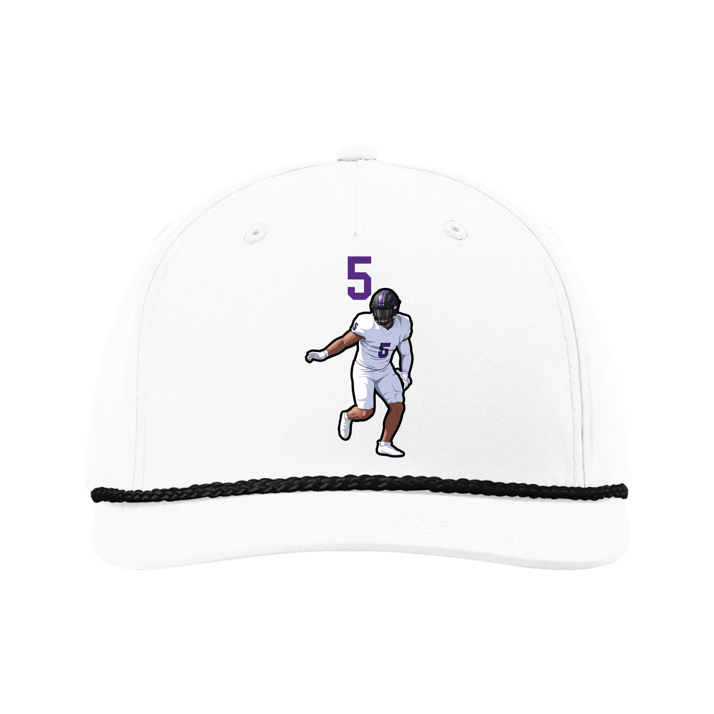 Five-Panel Classic Rope Cap — Number Top in White