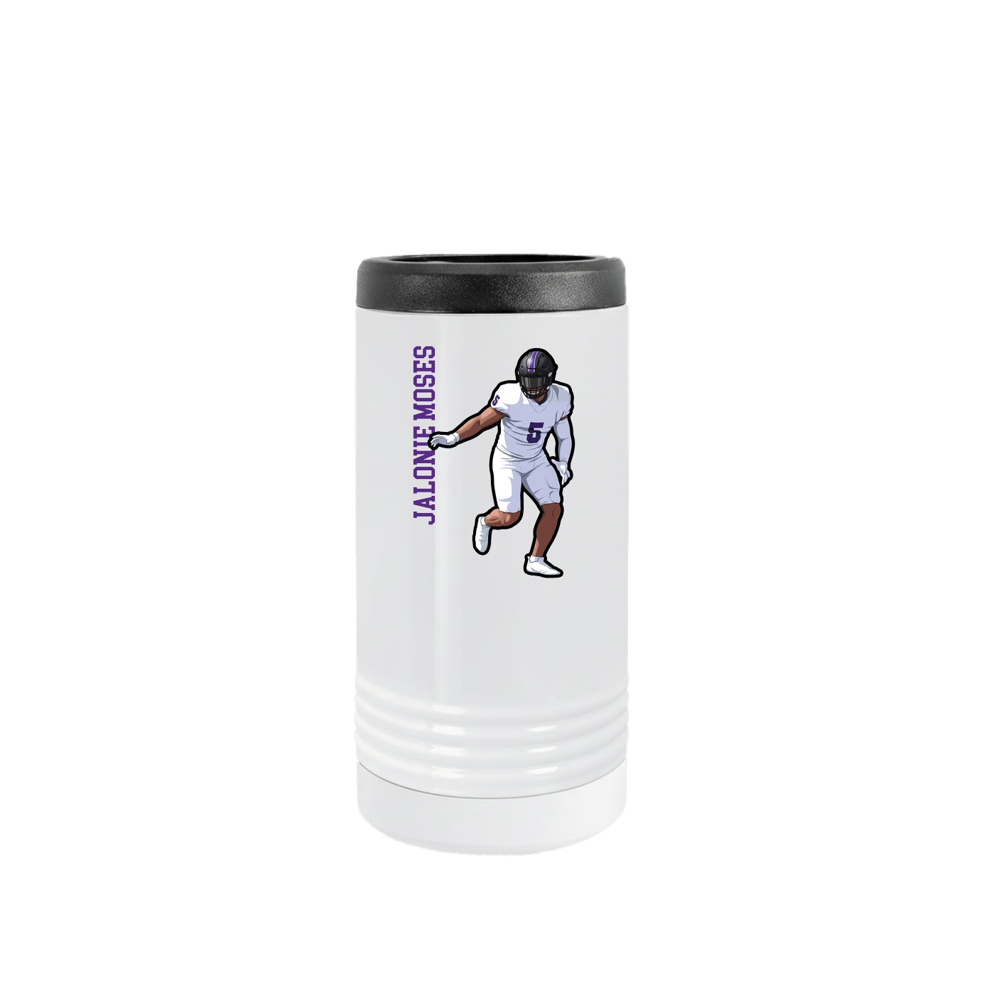 Slim Beverage Holder — Name Vertical in White