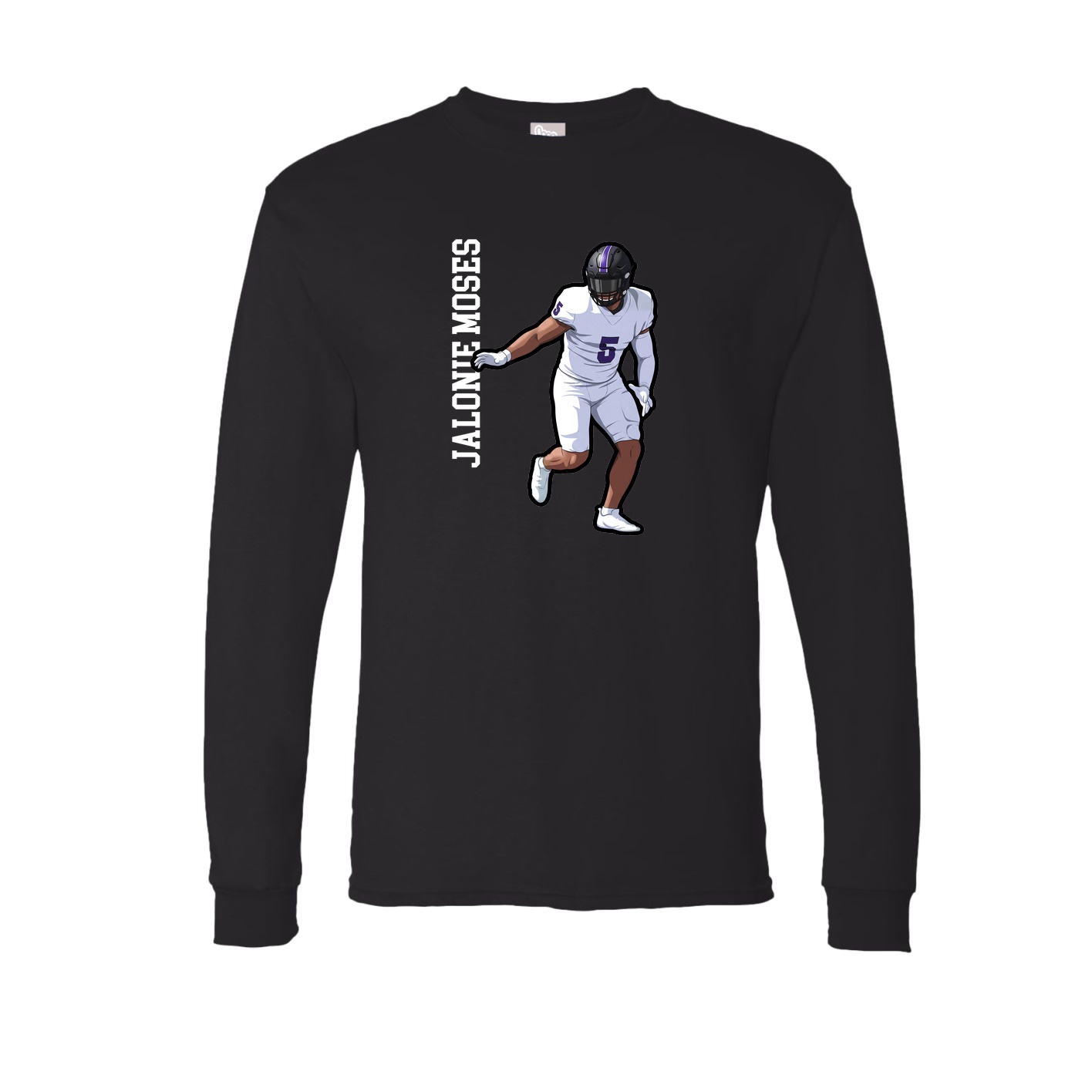 Long Sleeve Tee — Name Vertical in Black
