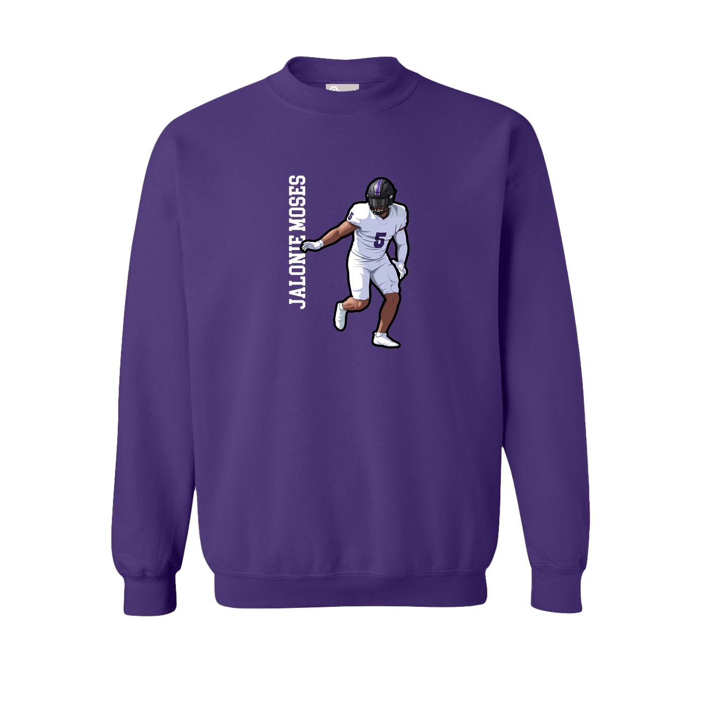 Fleece Crew — Name Vertical in Purple