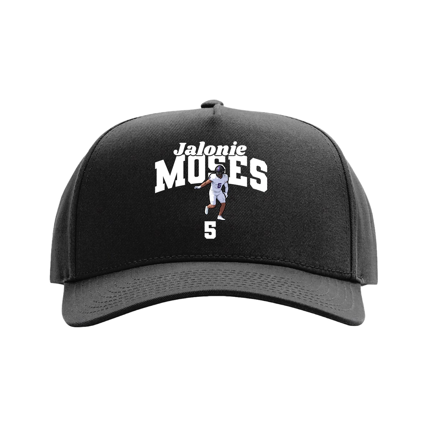 Full Fabric Five-Panel Champ Cap — Signature Arch in Black