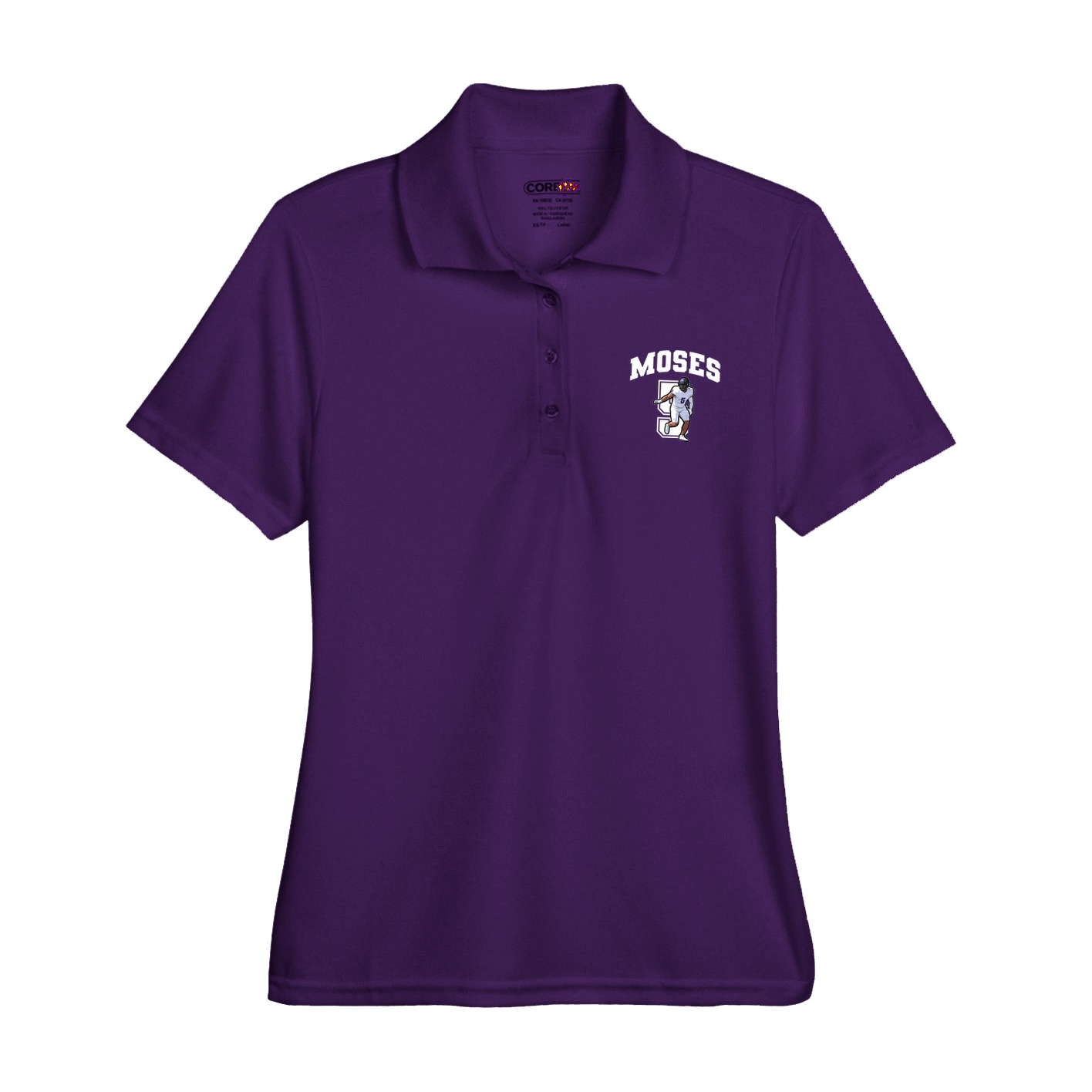 Womens Performance Polo — Number in Purple