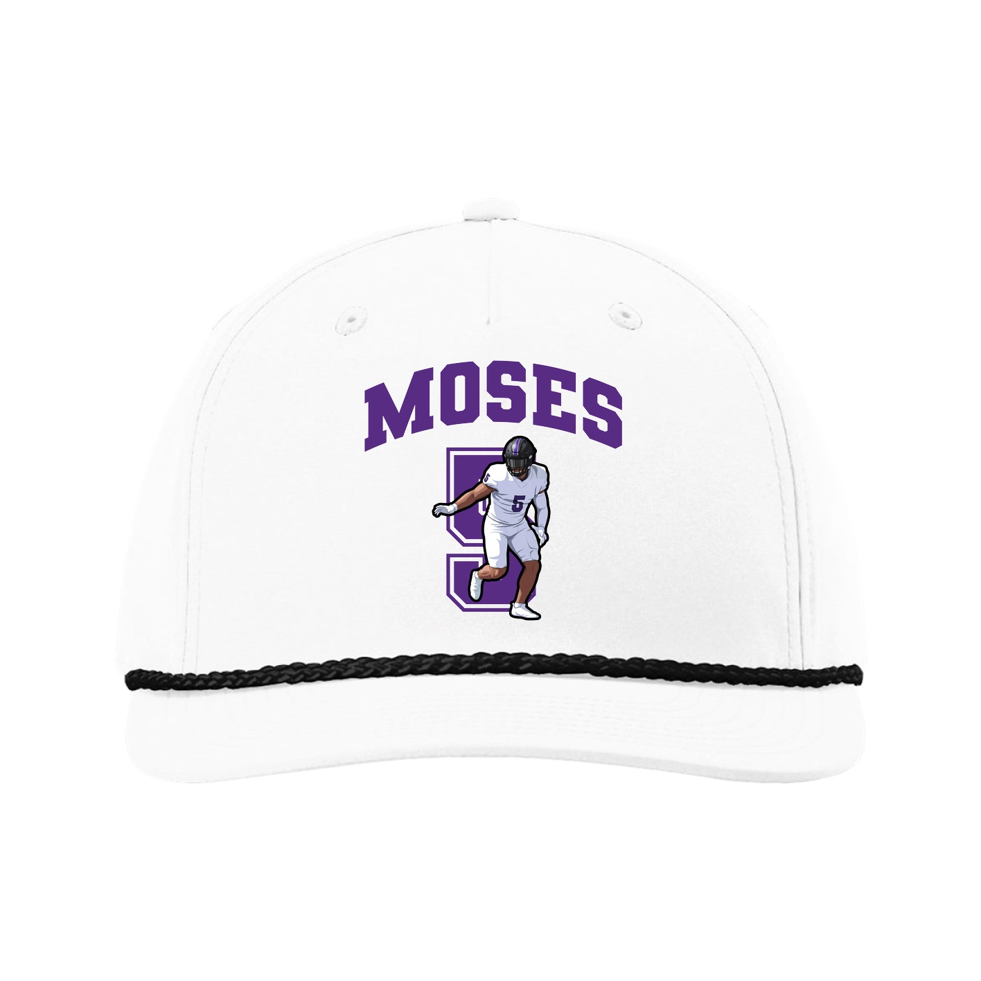Five-Panel Classic Rope Cap — Number in White
