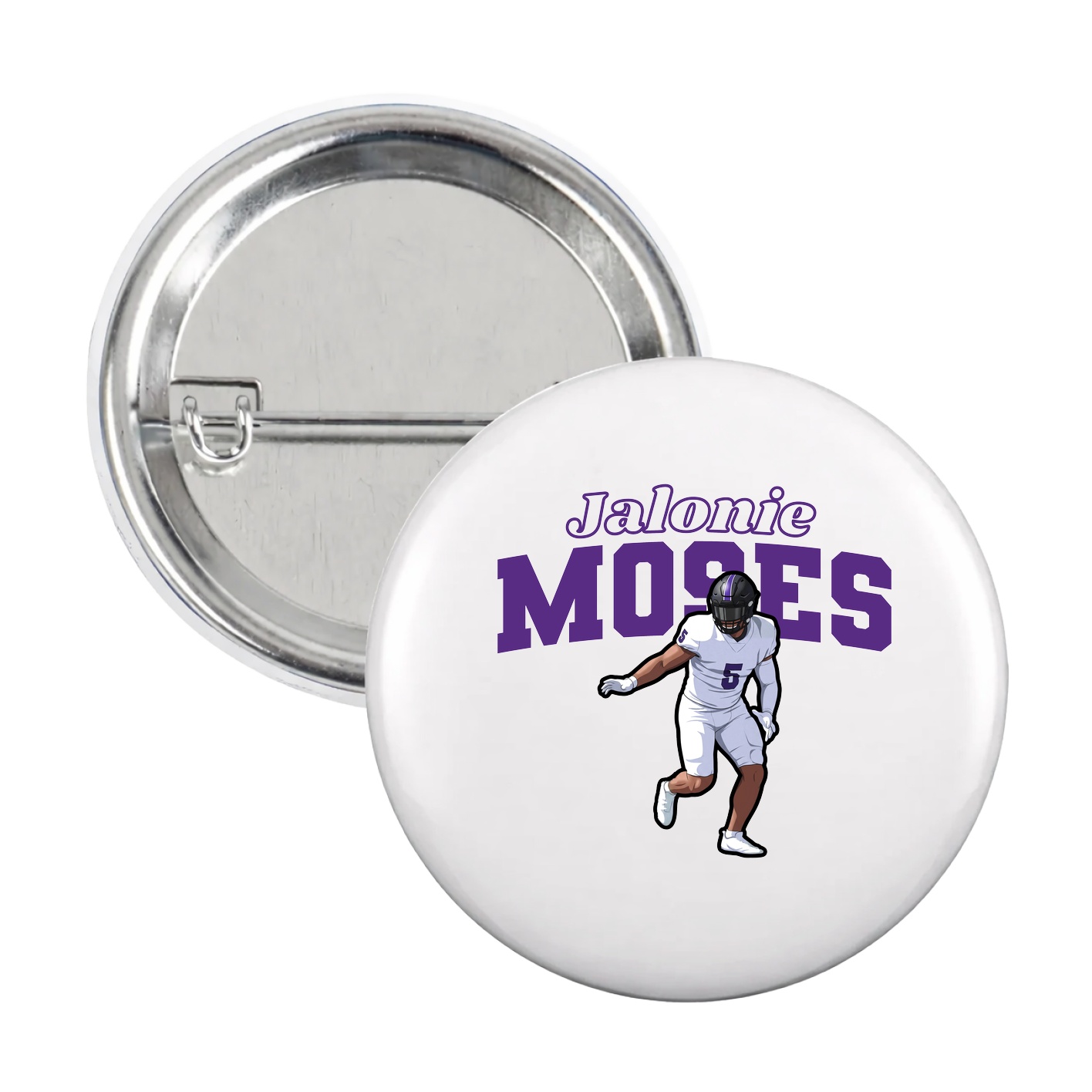 Game Day Button — Name Arch in White