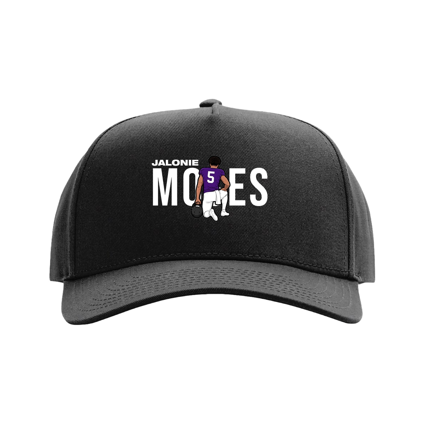 Full Fabric Five-Panel Champ Cap — Player Name in Black