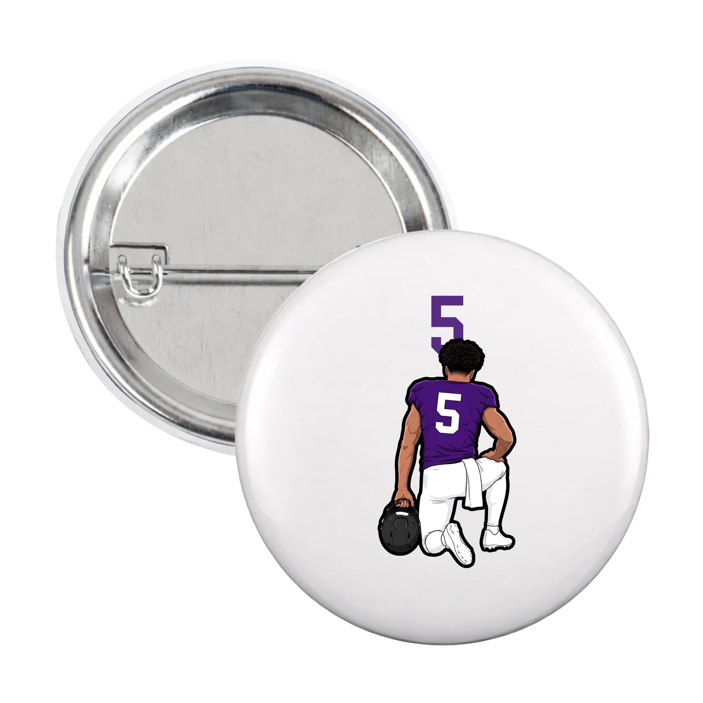Game Day Button — Number Top in White