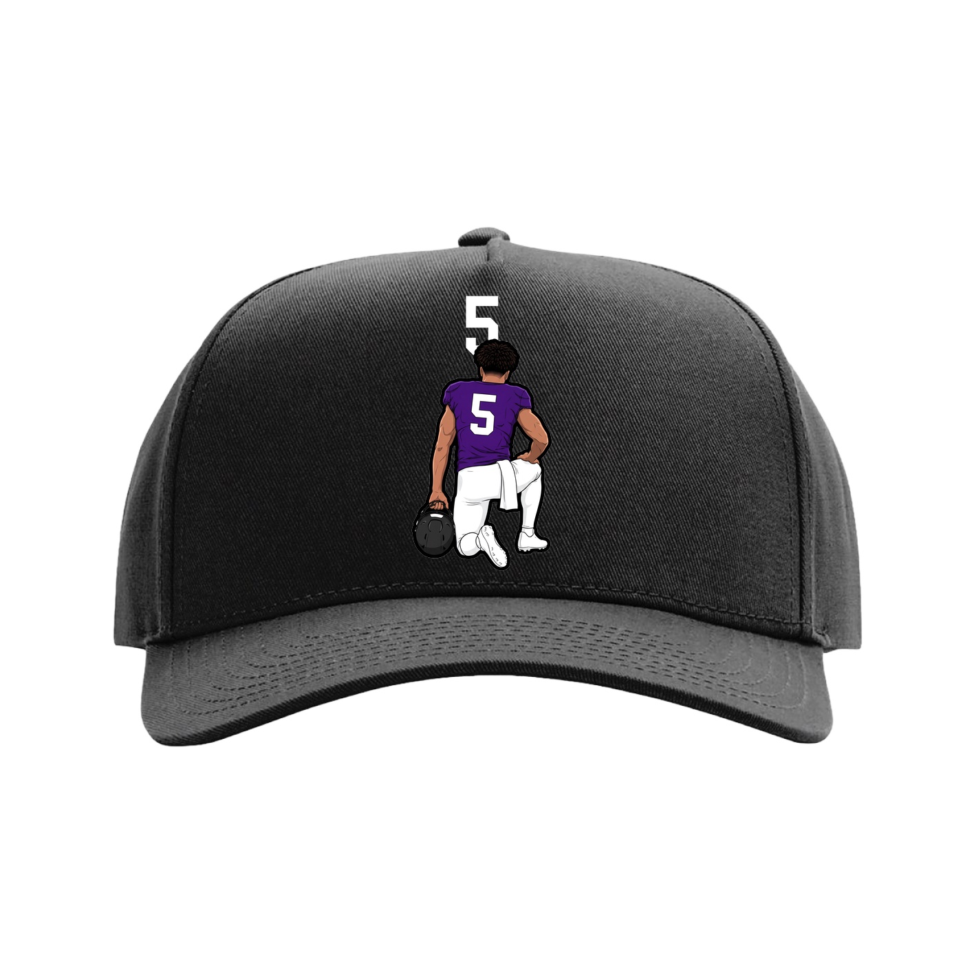 Full Fabric Five-Panel Champ Cap — Number Top in Black