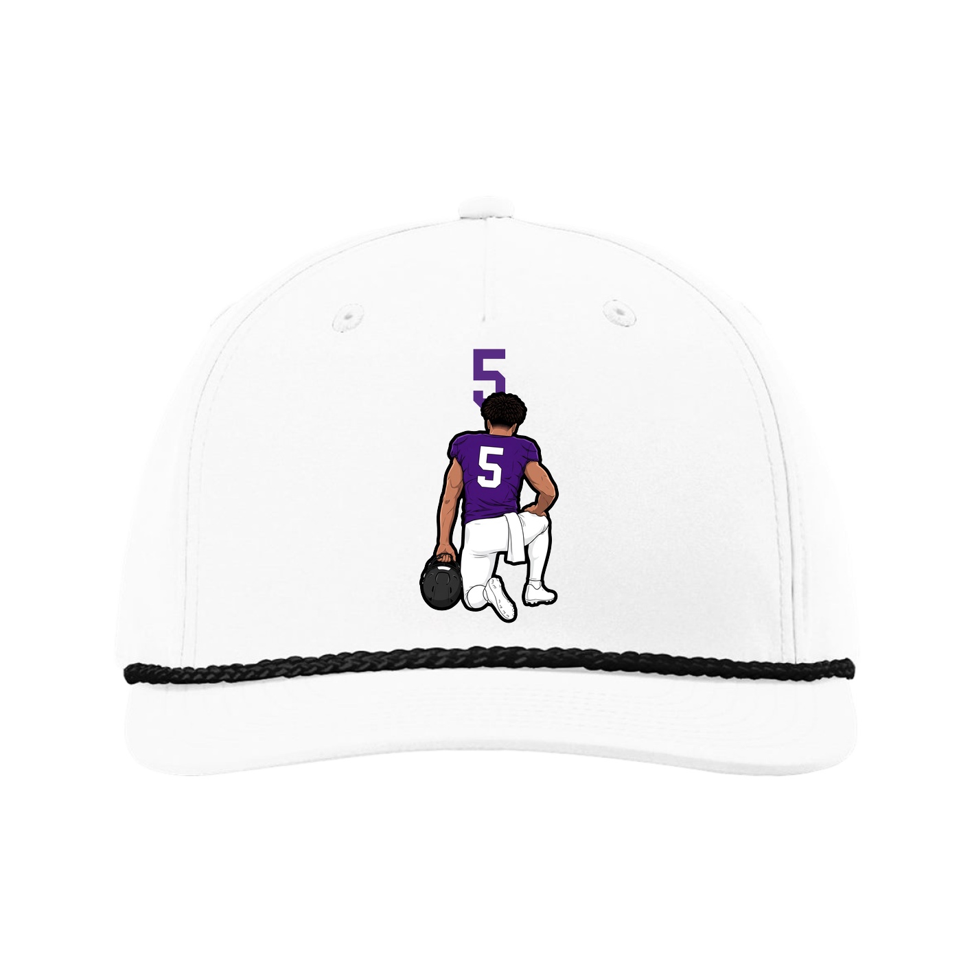 Five-Panel Classic Rope Cap — Number Top in White
