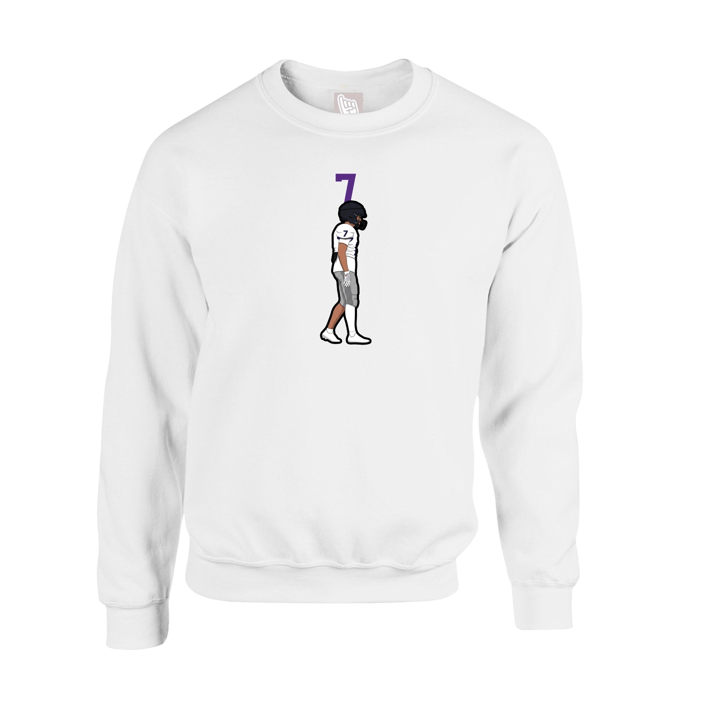 Fleece Crew — Number Top in White