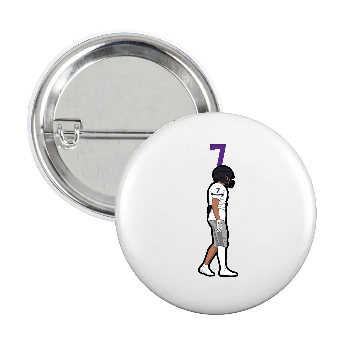 Game Day Button — Number Top in White