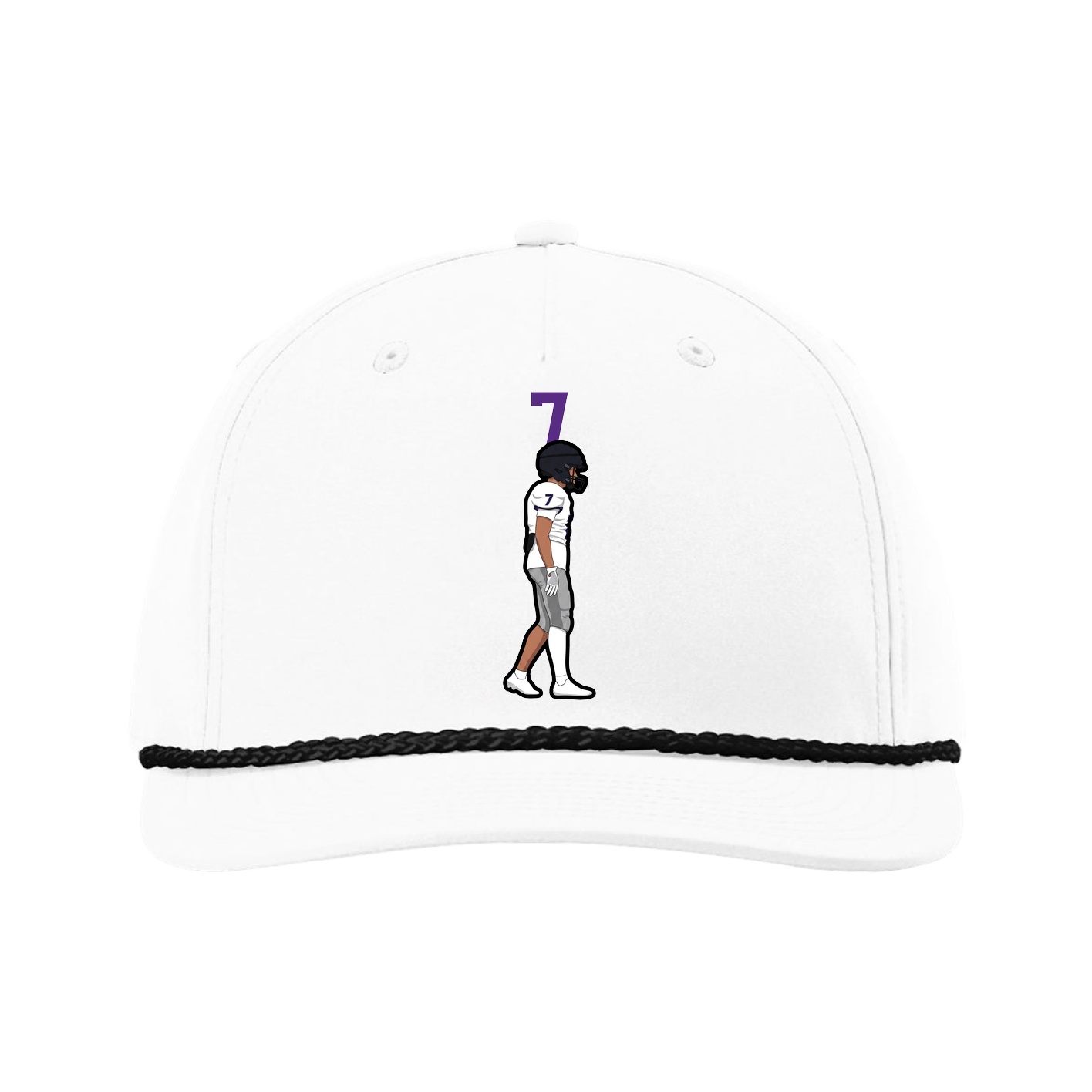 Five-Panel Classic Rope Cap — Number Top in White