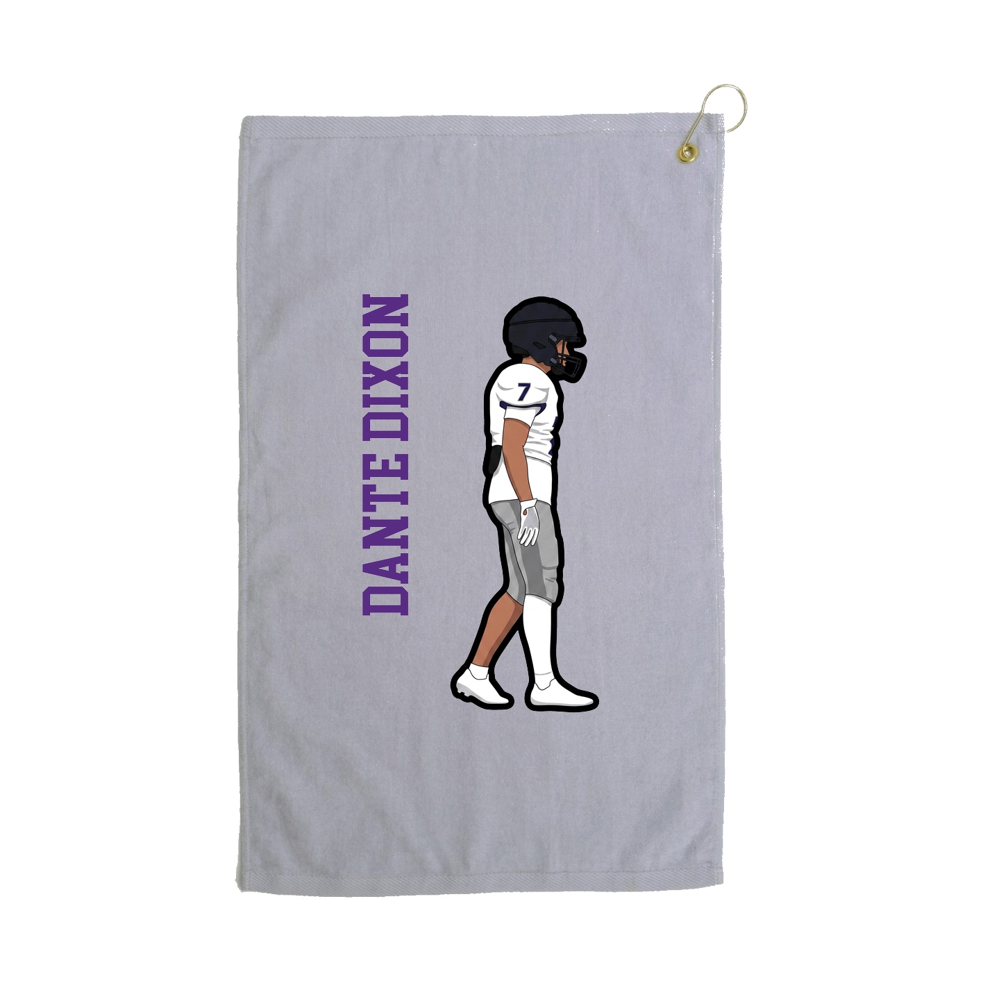 Golf Towel — Name Vertical in Grey