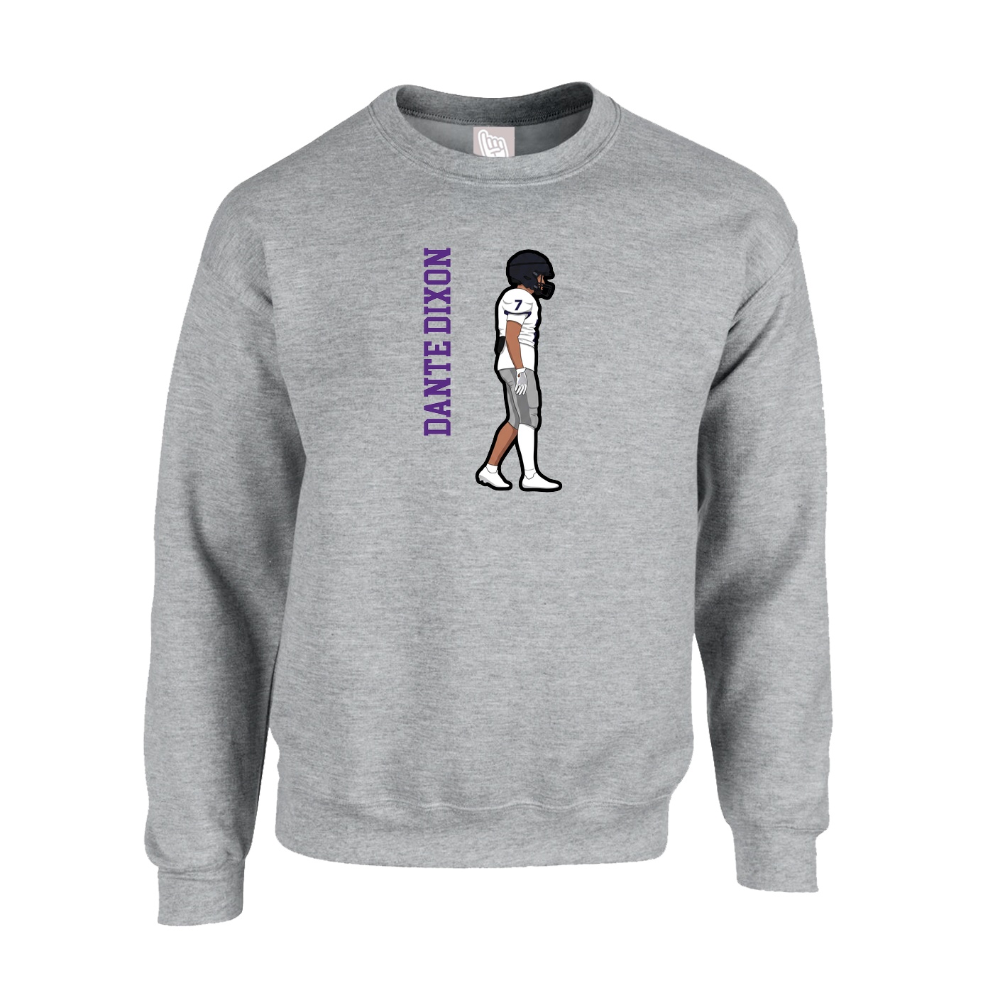 Fleece Crew — Name Vertical in Grey