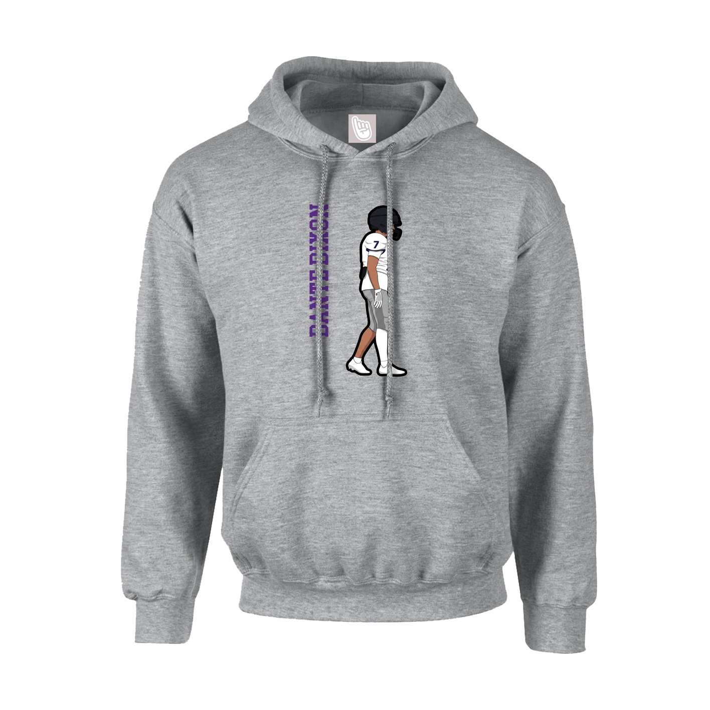 Youth Hoodie — Name Vertical in Grey
