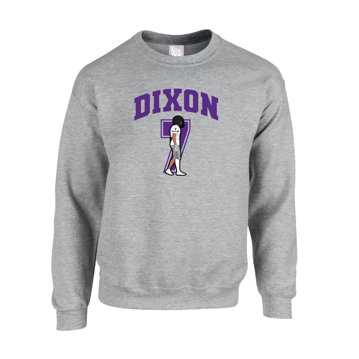 Fleece Crew — Number in Grey