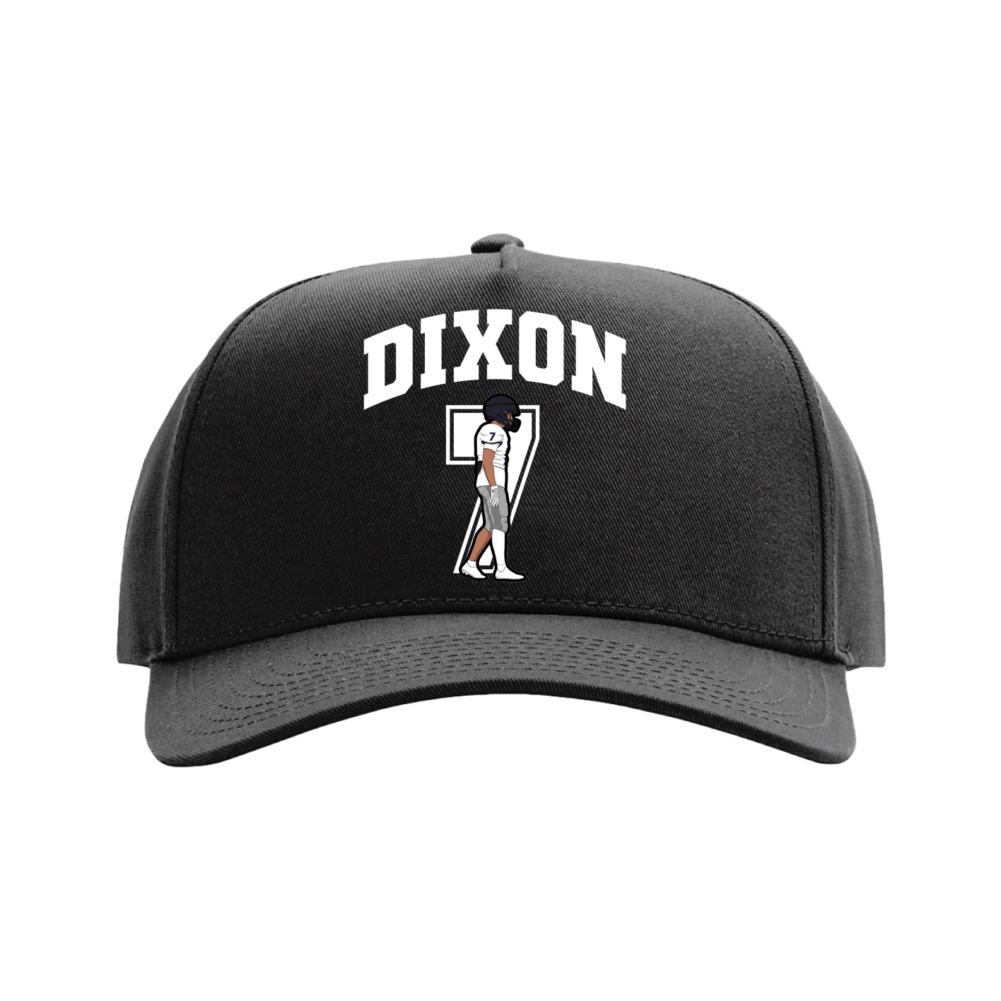 Full Fabric Five-Panel Champ Cap — Number in Black