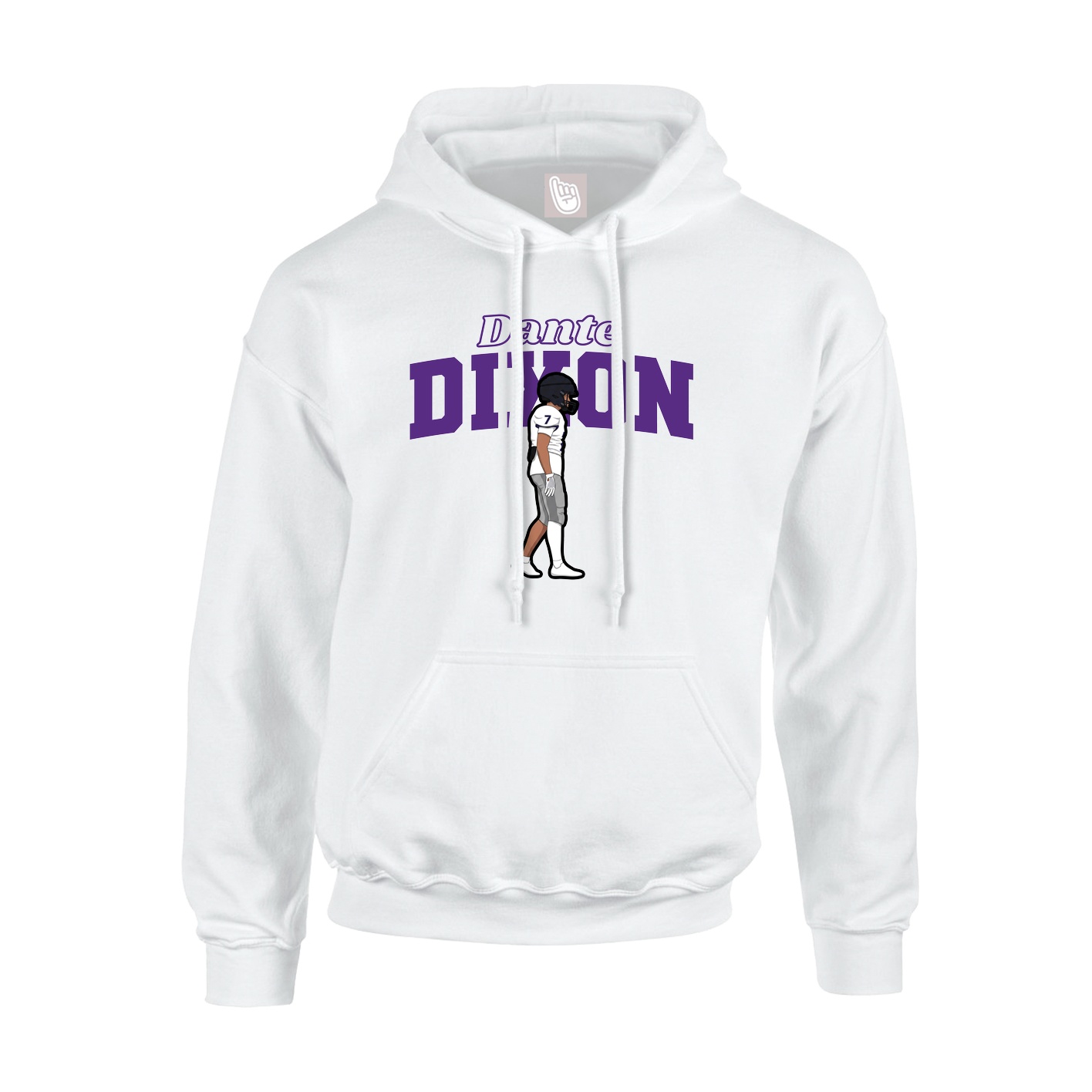 Youth Hoodie — Name Arch in White