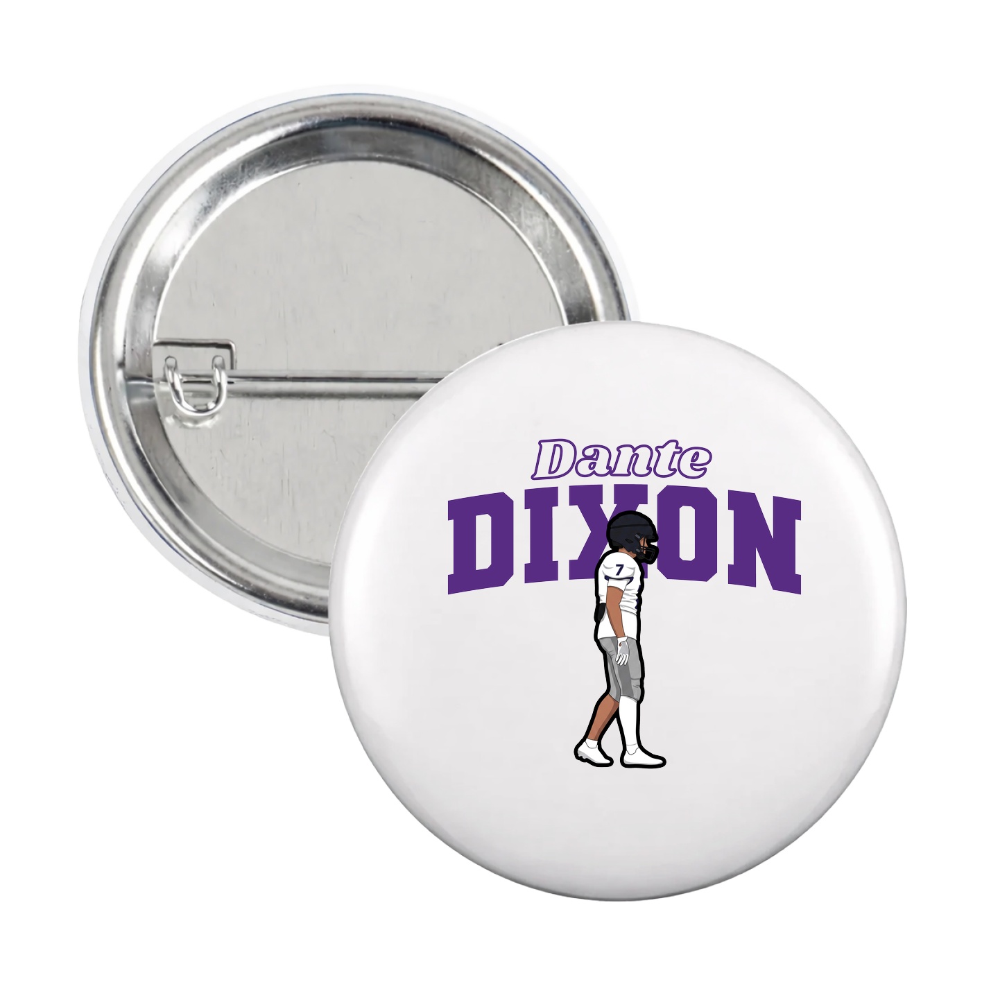 Game Day Button — Name Arch in White