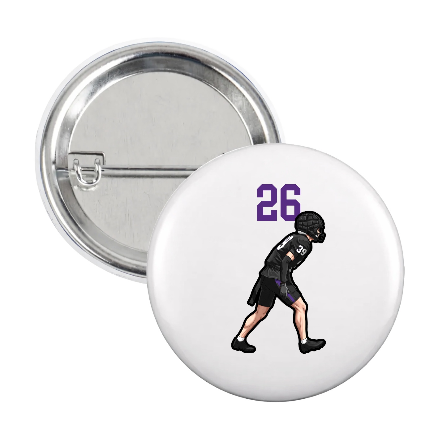Game Day Button — Number Top in White