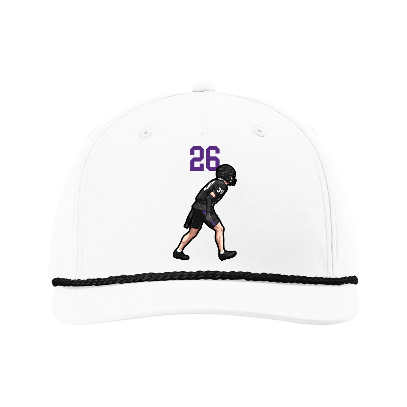 Five-Panel Classic Rope Cap — Number Top in White