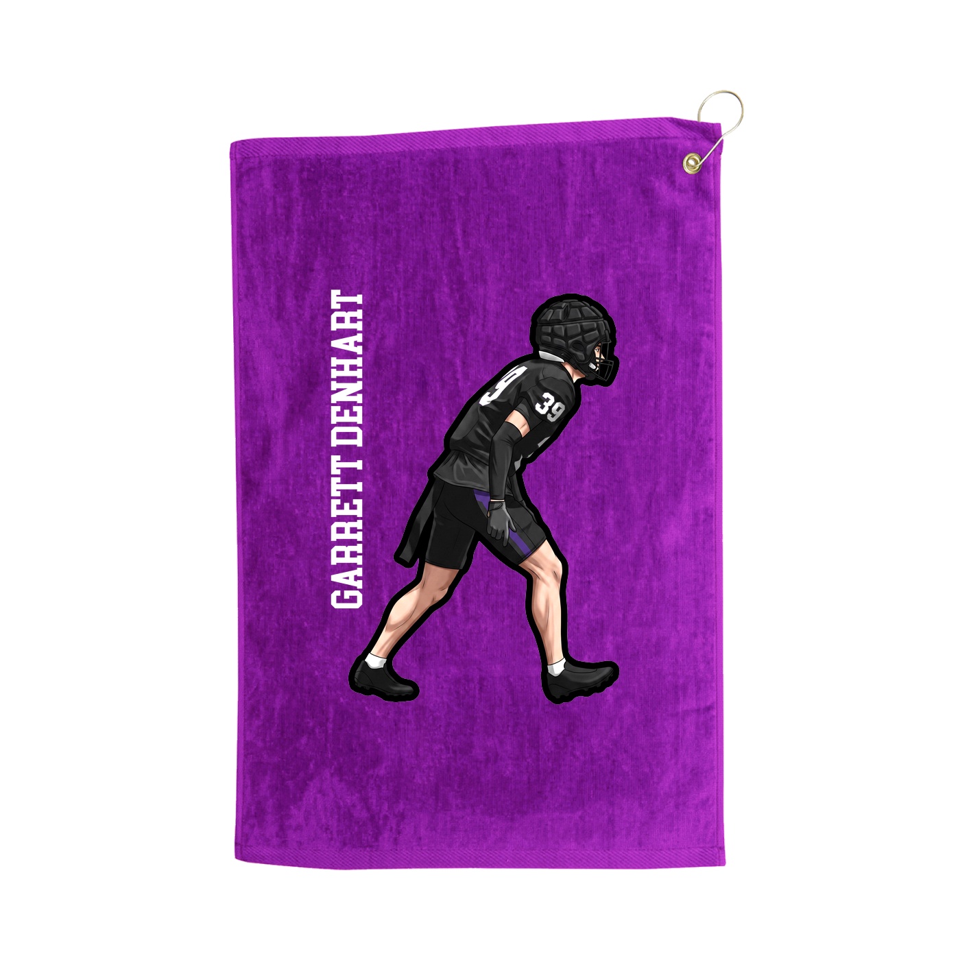 Golf Towel — Name Vertical in Purple