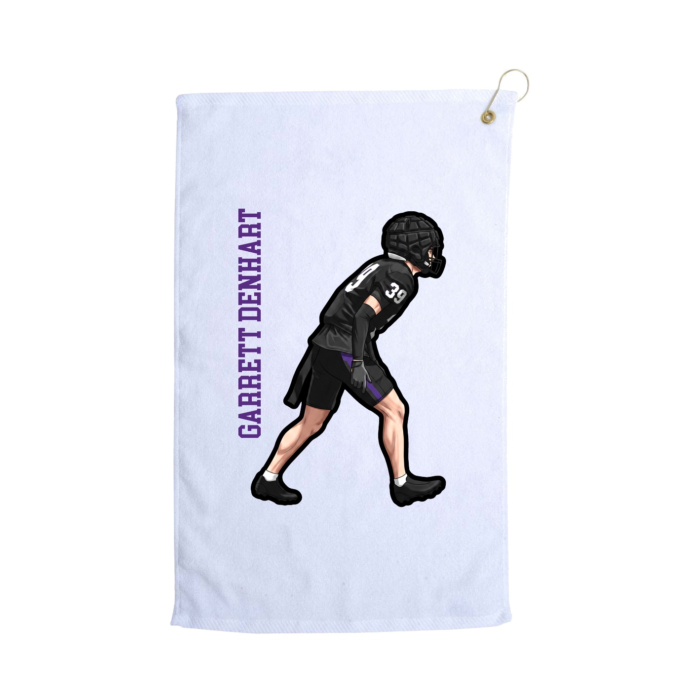 Golf Towel — Name Vertical in White