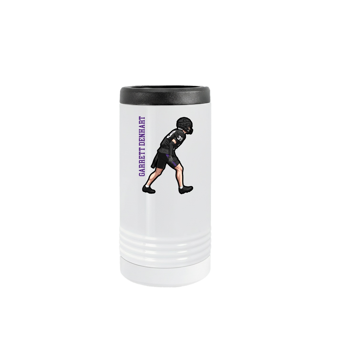 Slim Beverage Holder — Name Vertical in White