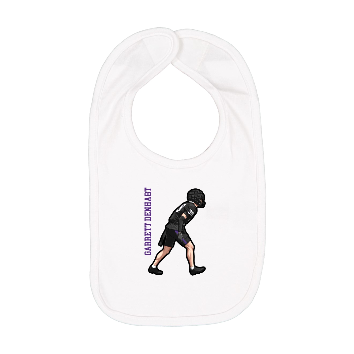 Infant Bib — Name Vertical in White