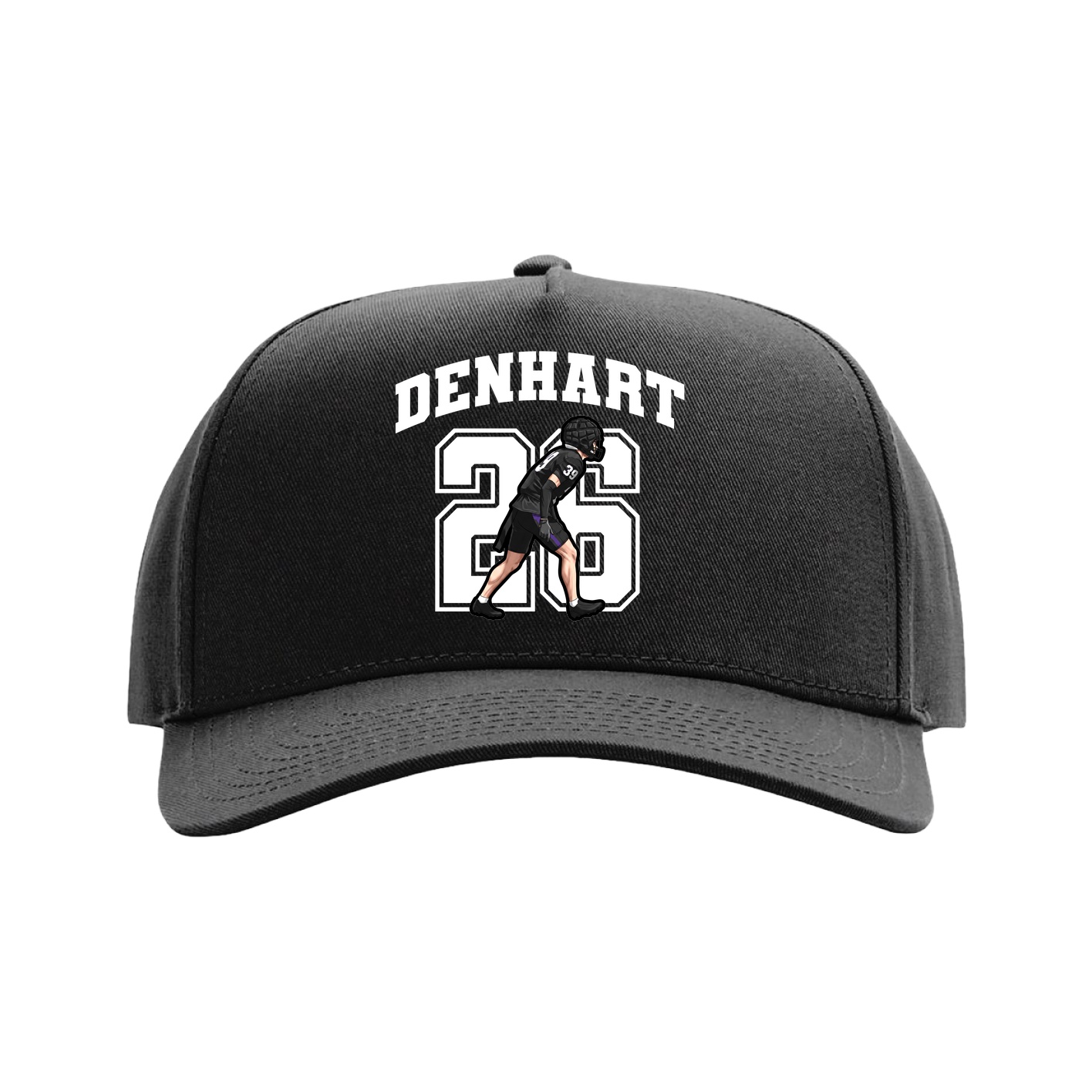 Full Fabric Five-Panel Champ Cap — Number in Black