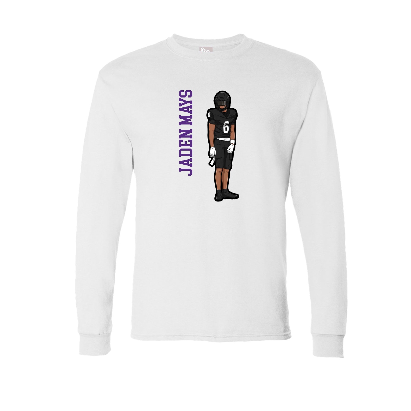 Long Sleeve Tee — Name Vertical in White