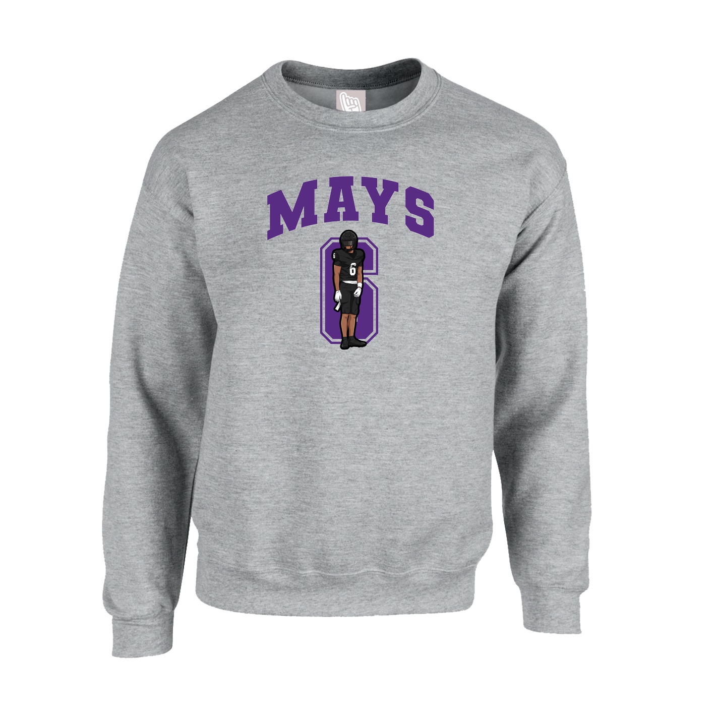 Fleece Crew — Number in Grey